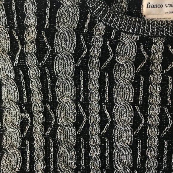 Franco Valeri Vintage 80s Cable Knit Metallic Knit Sweater Top Tunic Chunky Rare - Picture 6 of 11